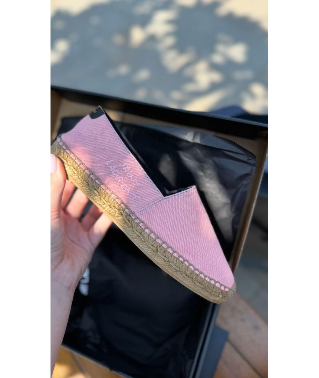 SAINT LAURENT Коралловые текстильные эспадрильи, фото 3