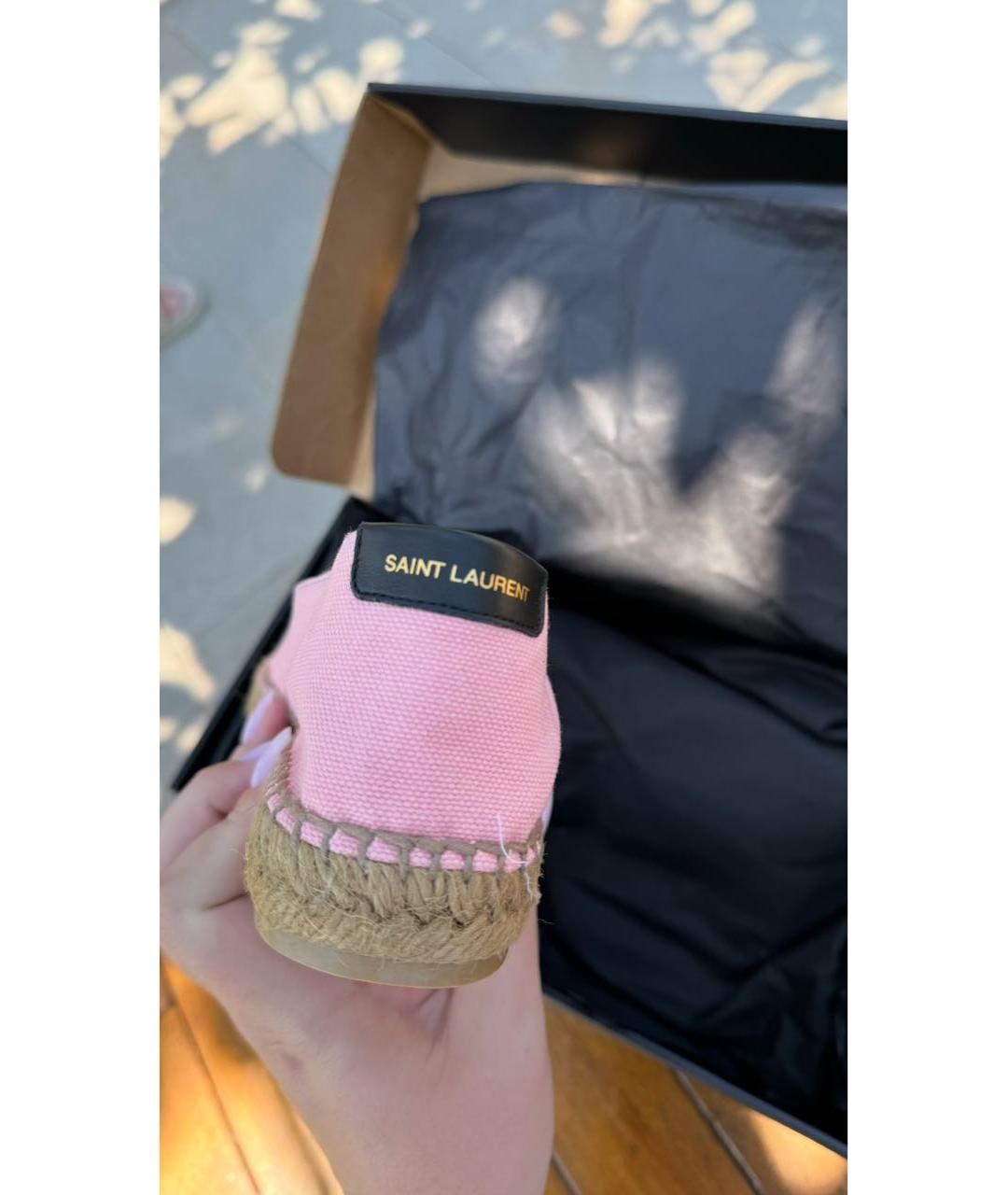 SAINT LAURENT Коралловые текстильные эспадрильи, фото 2