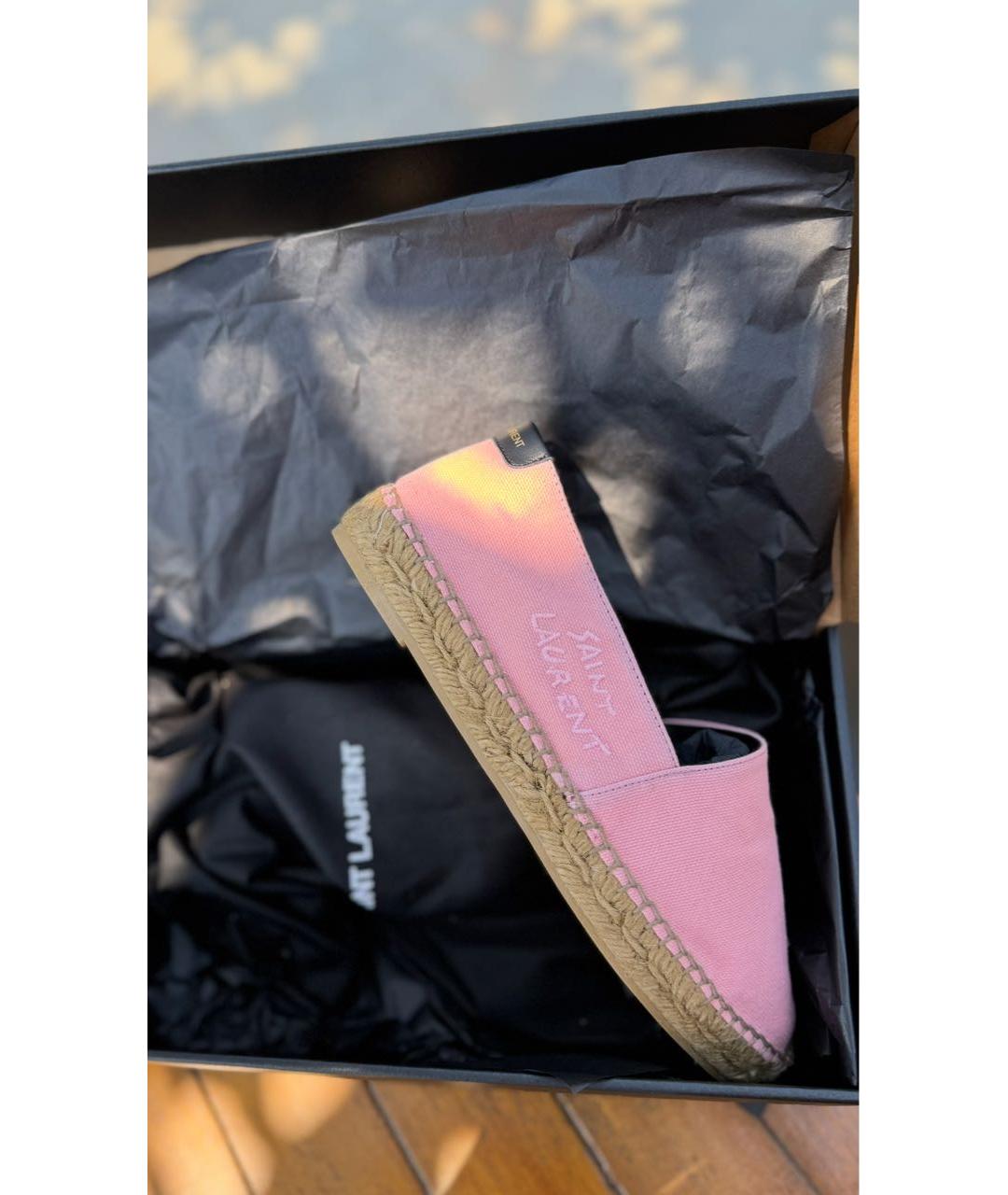 SAINT LAURENT Коралловые текстильные эспадрильи, фото 4