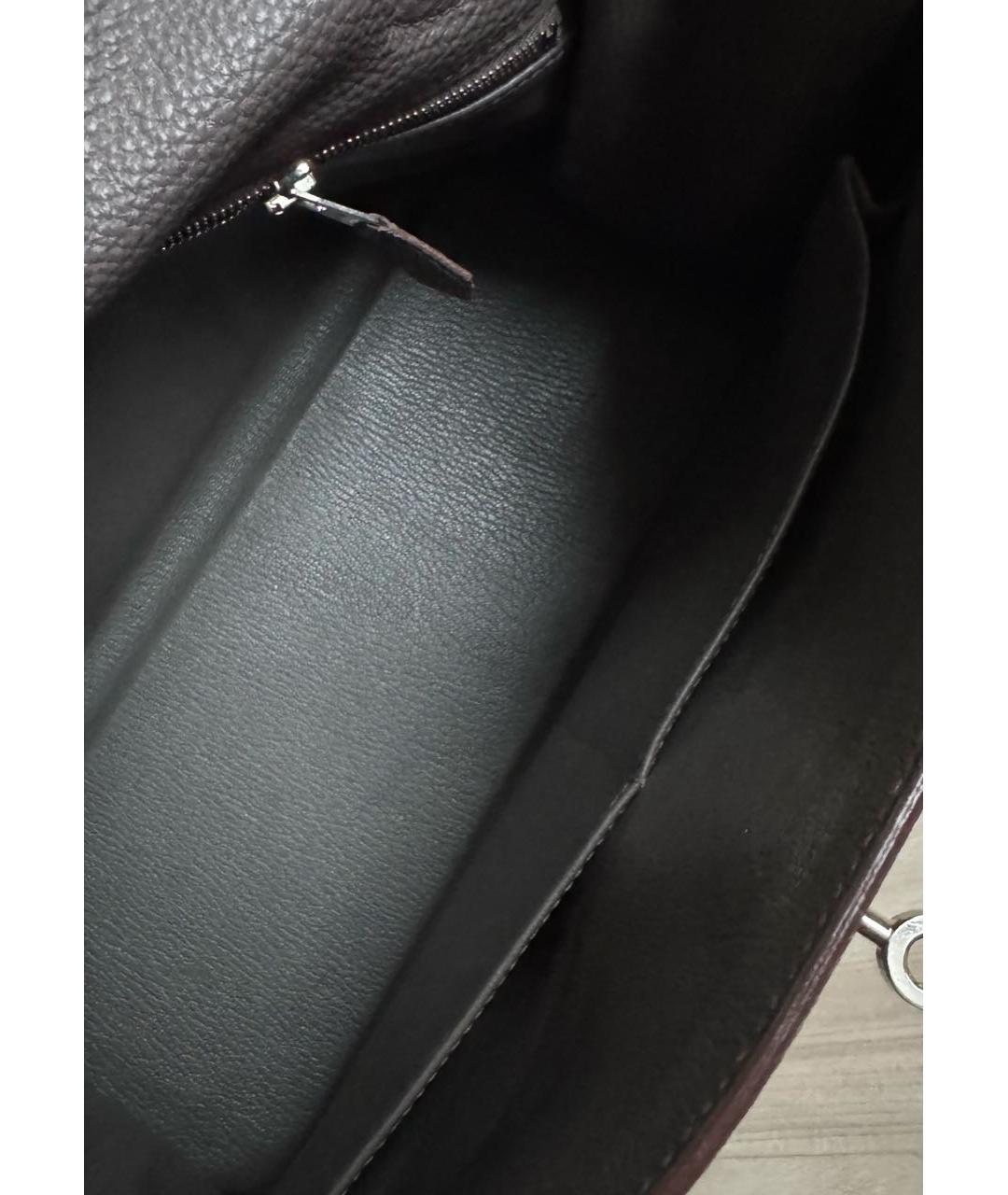 HERMES Серая кожаная сумка с короткими ручками, фото 7