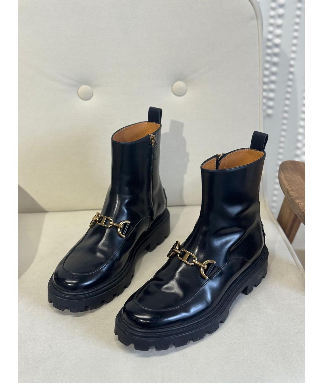 TOD'S Черные кожаные ботинки, фото 4
