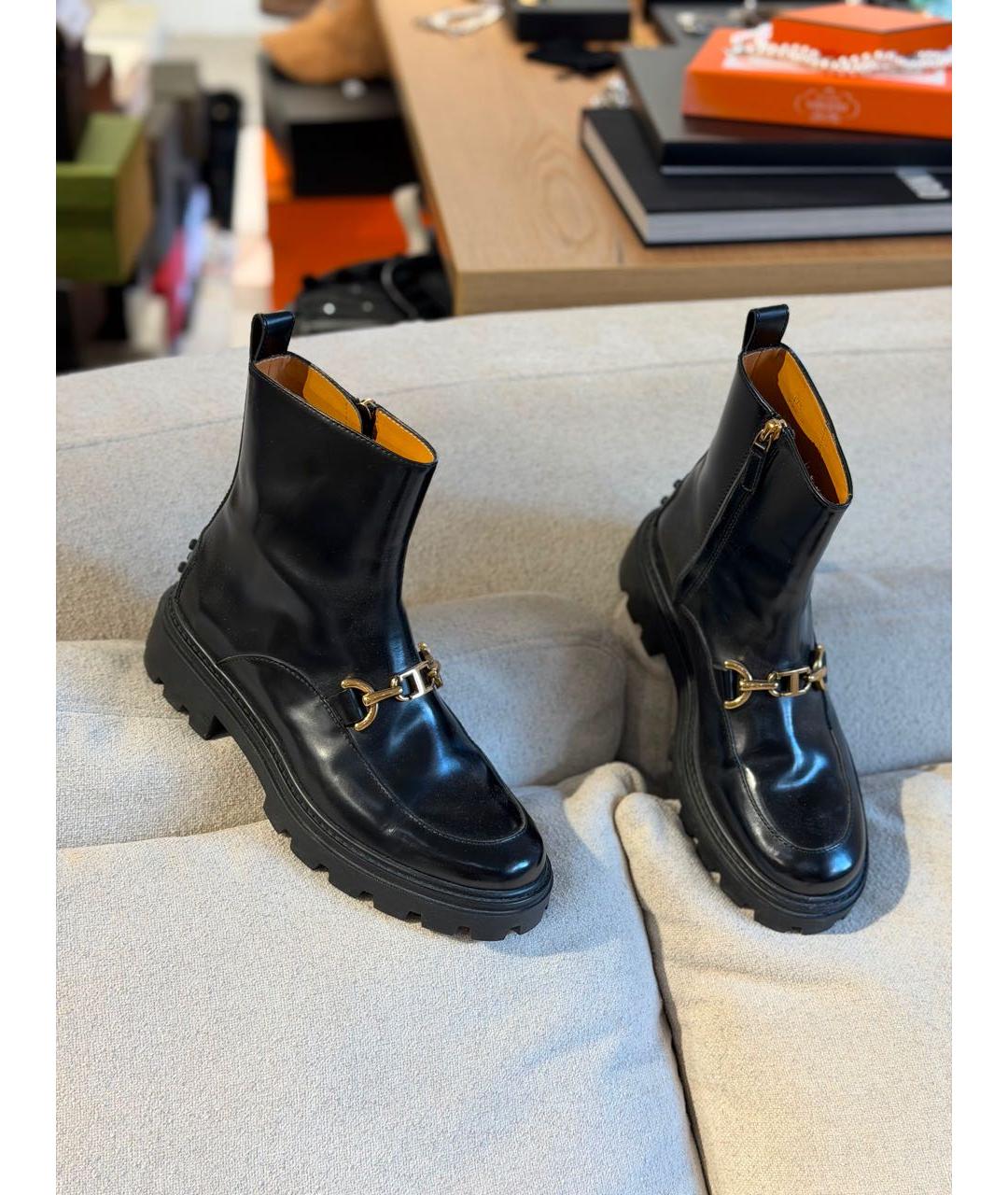 TOD'S Черные кожаные ботинки, фото 3