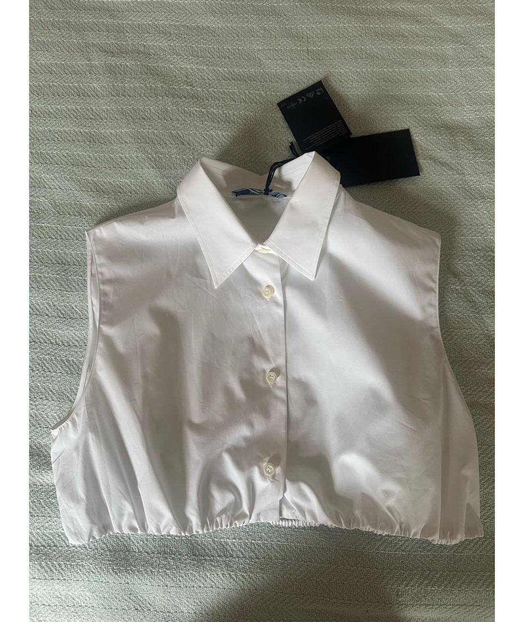 PRADA Белая хлопко-эластановая рубашка, фото 3