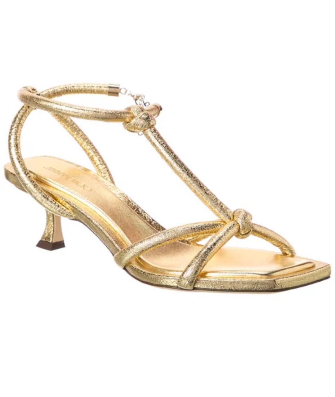 JIMMY CHOO Золотые кожаные босоножки, фото 1