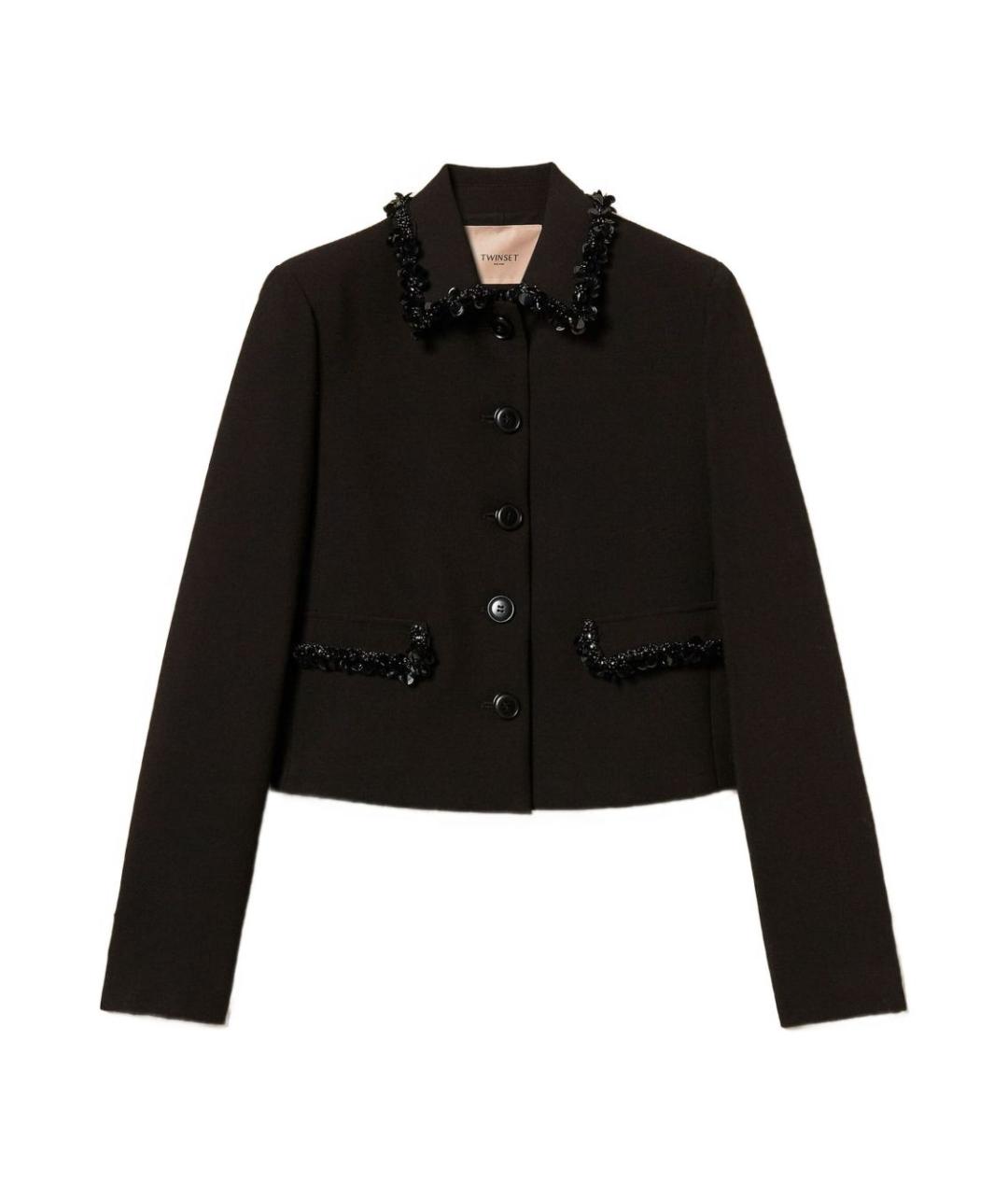 TWIN-SET Черный полиэстеровый жакет/пиджак, фото 1