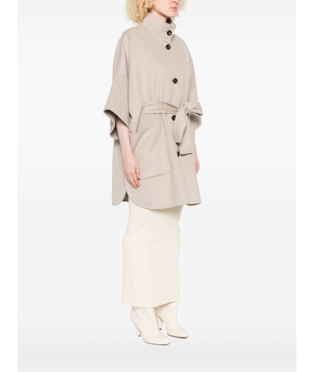 LIU JO Бежевое шерстяное пальто, фото 2