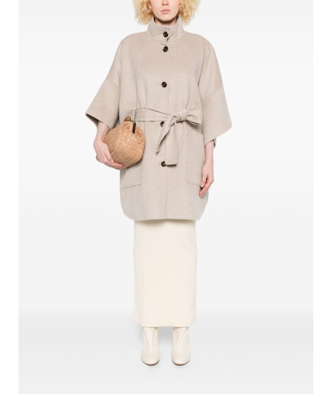LIU JO Бежевое шерстяное пальто, фото 4
