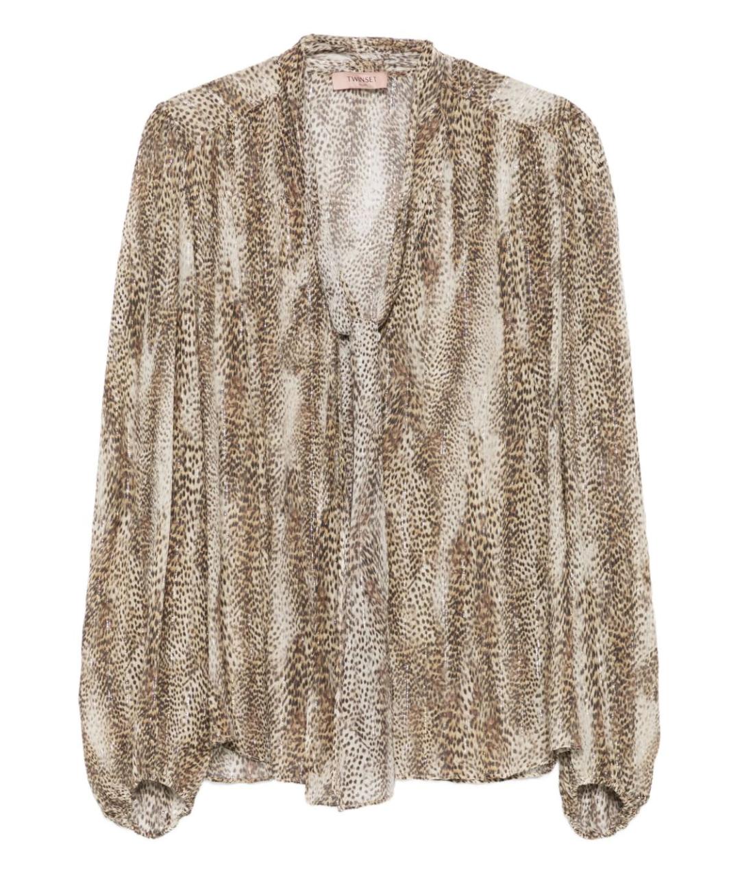 TWIN-SET Коричневая вискозная рубашка, фото 1