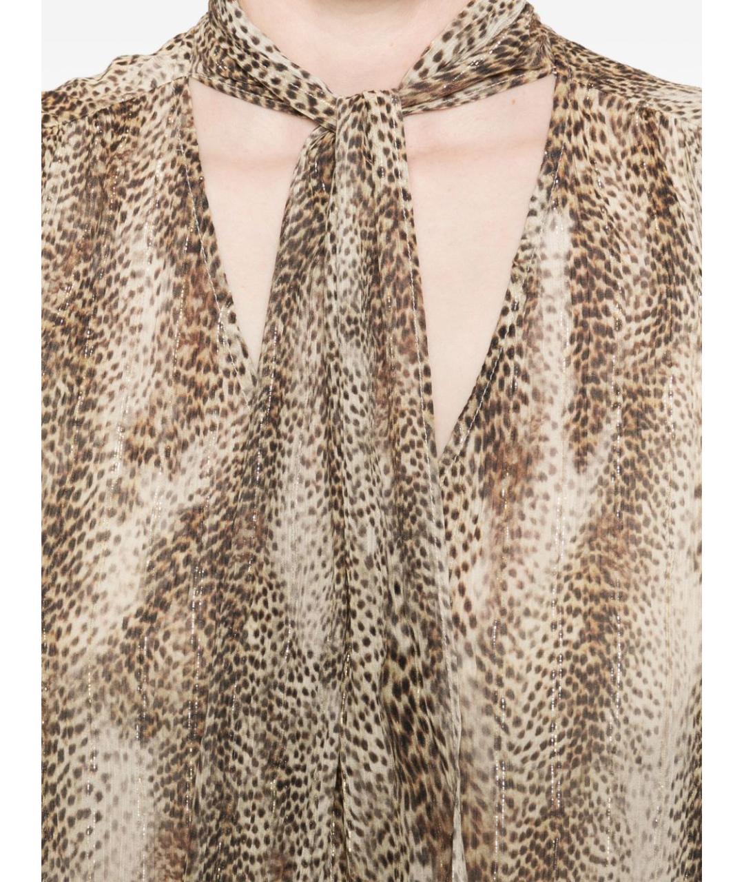 TWIN-SET Коричневая вискозная рубашка, фото 4