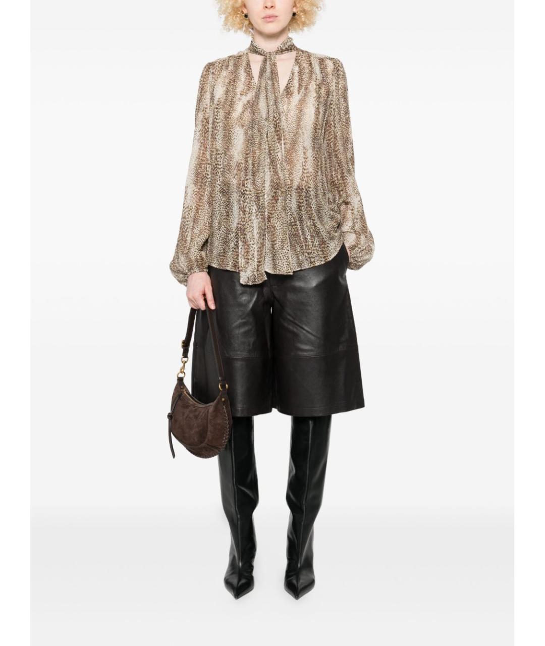 TWIN-SET Коричневая вискозная рубашка, фото 3