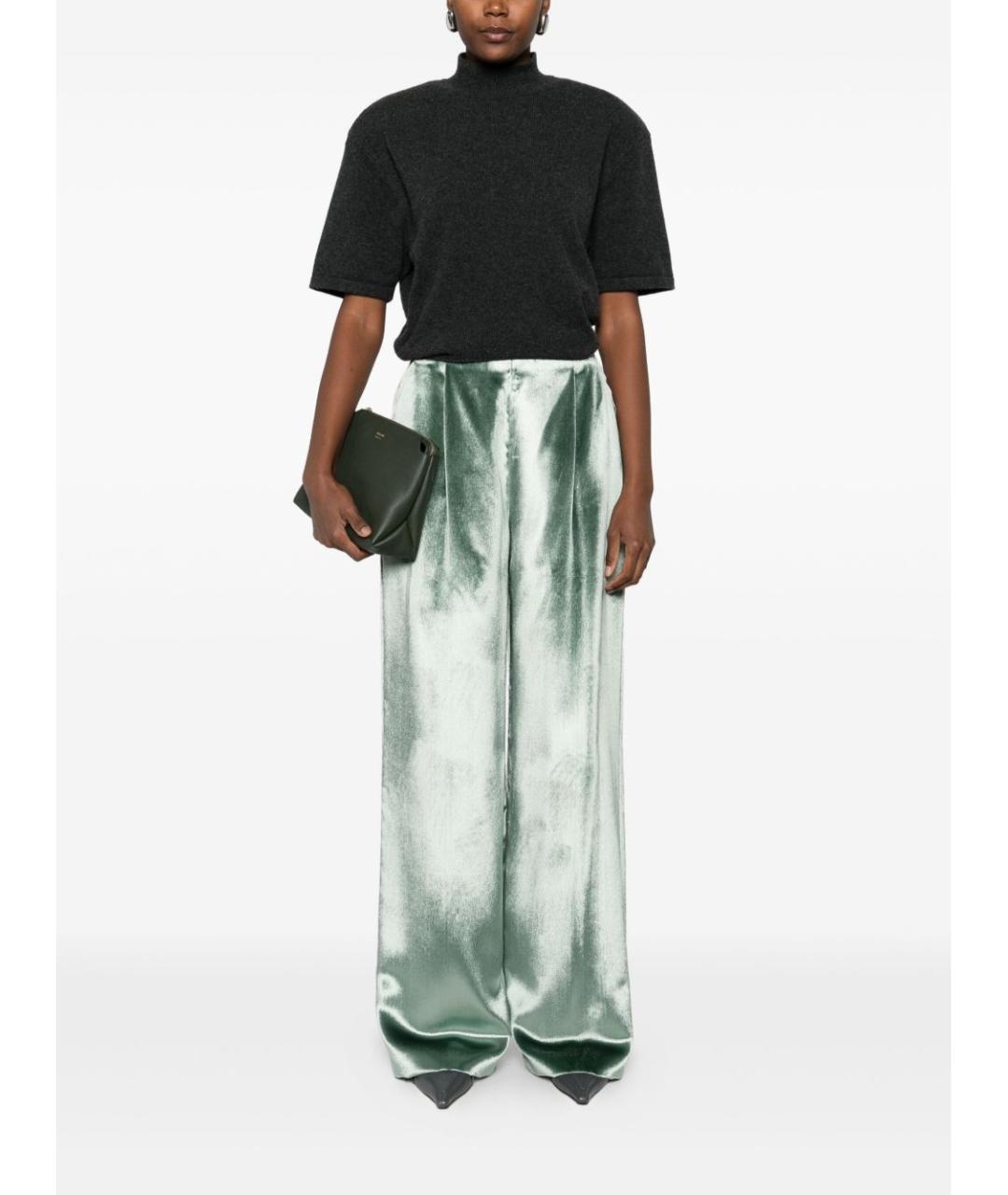 ALBERTA FERRETTI Зеленые вискозные брюки широкие, фото 3
