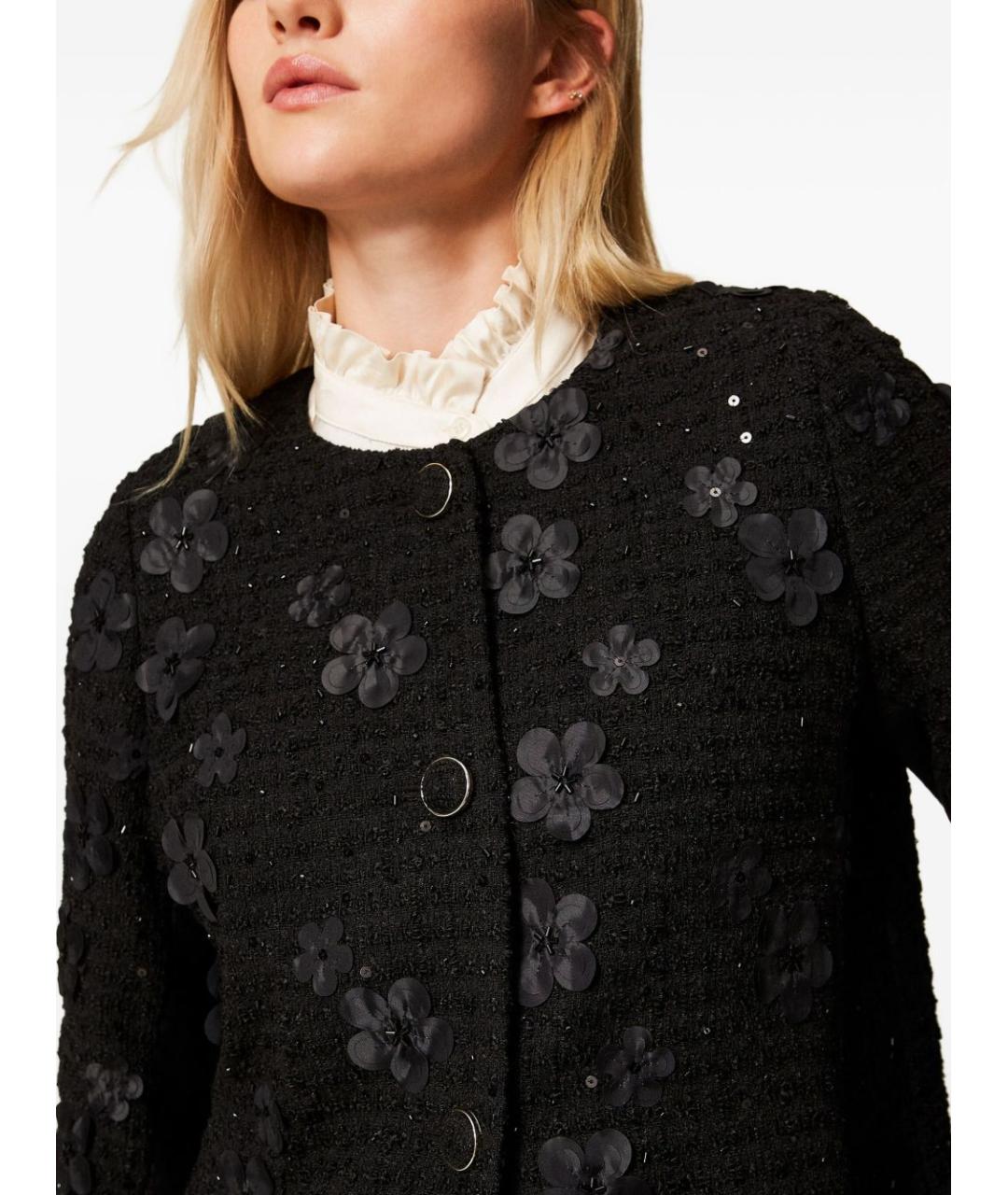 TWIN-SET Черное полиэстеровое пальто, фото 3