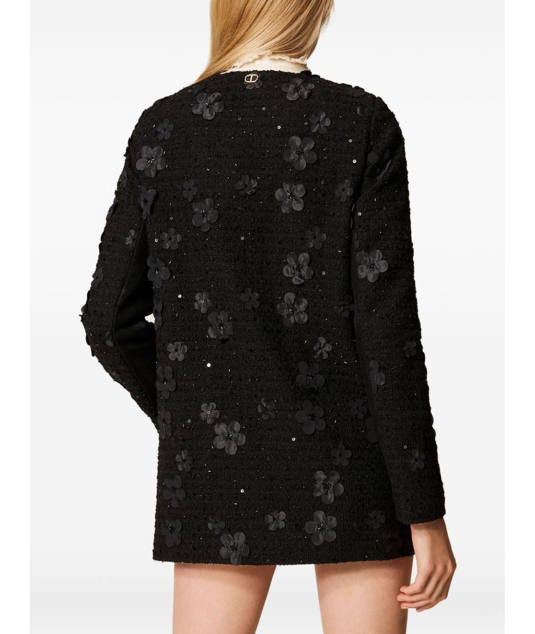 TWIN-SET Черное полиэстеровое пальто, фото 4