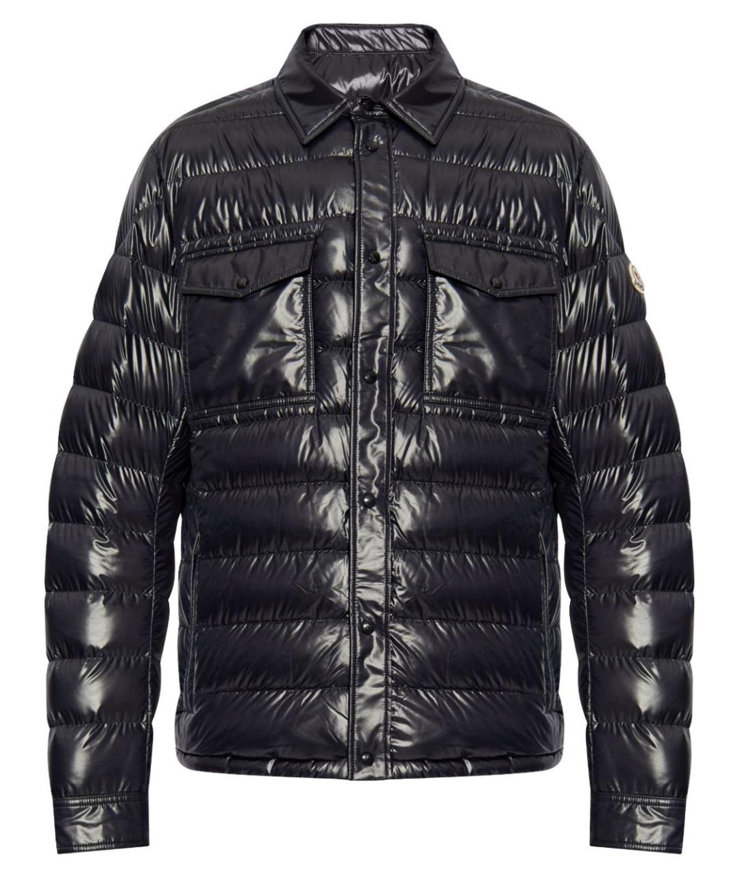 MONCLER Темно-синяя полиэстеровая куртка, фото 1