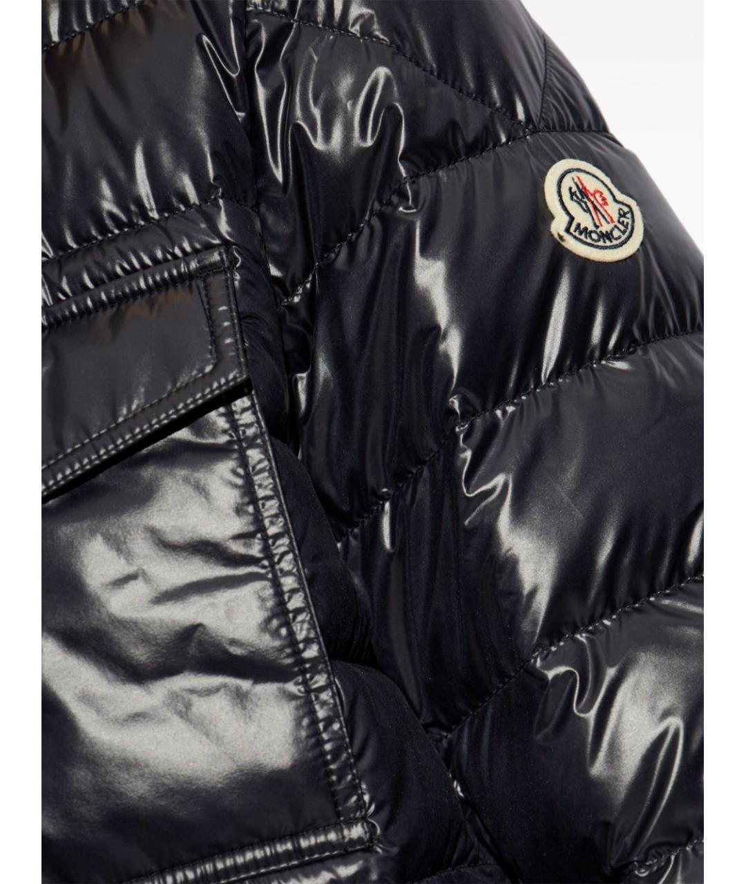 MONCLER Темно-синяя полиэстеровая куртка, фото 4