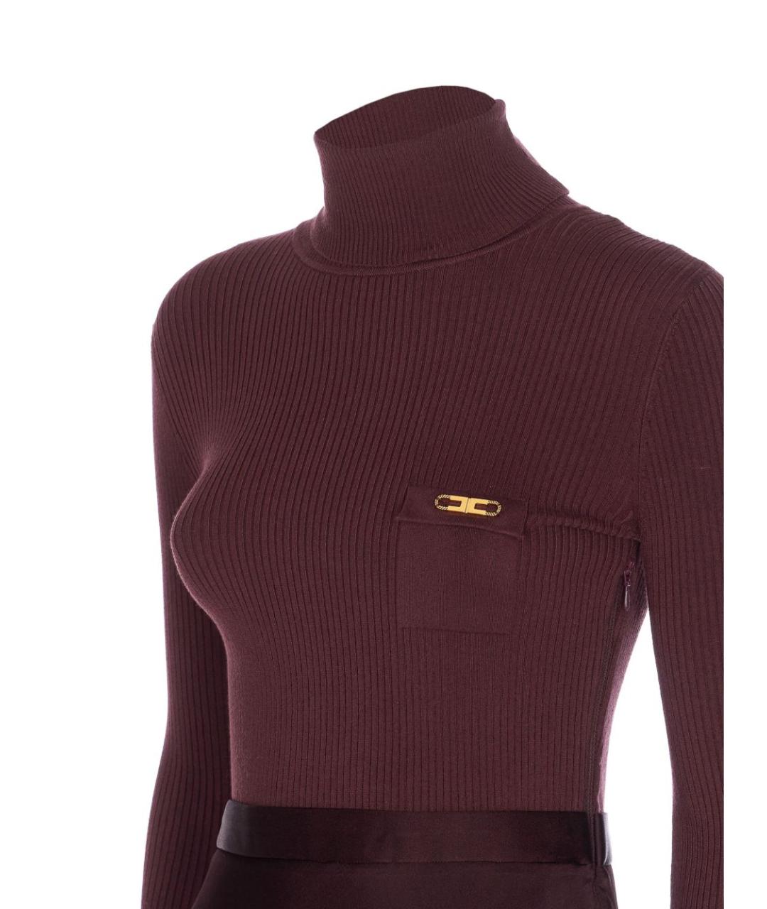 ELISABETTA FRANCHI Бордовое повседневное платье, фото 4