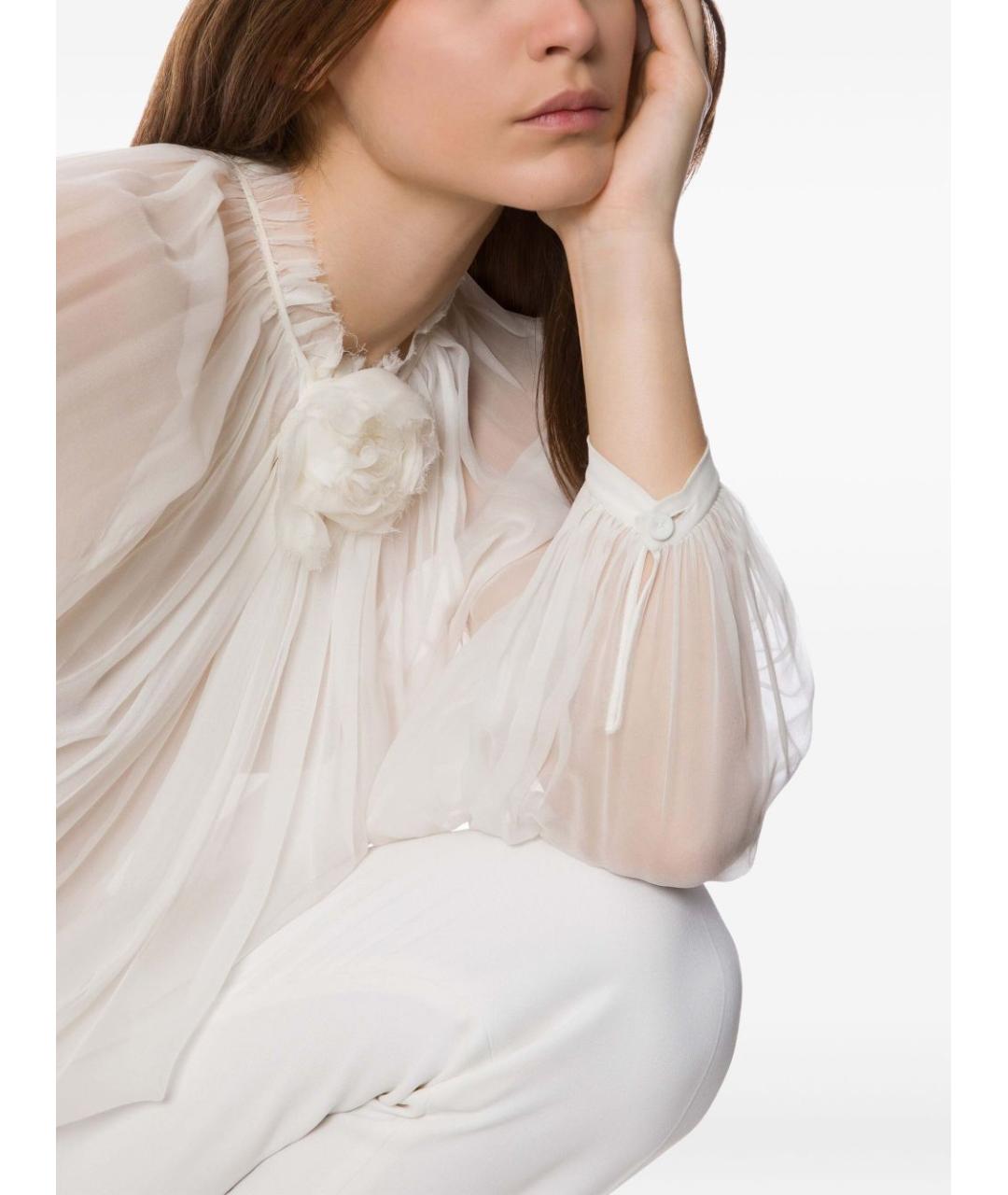 ALBERTA FERRETTI Белая шелковая блузы, фото 4