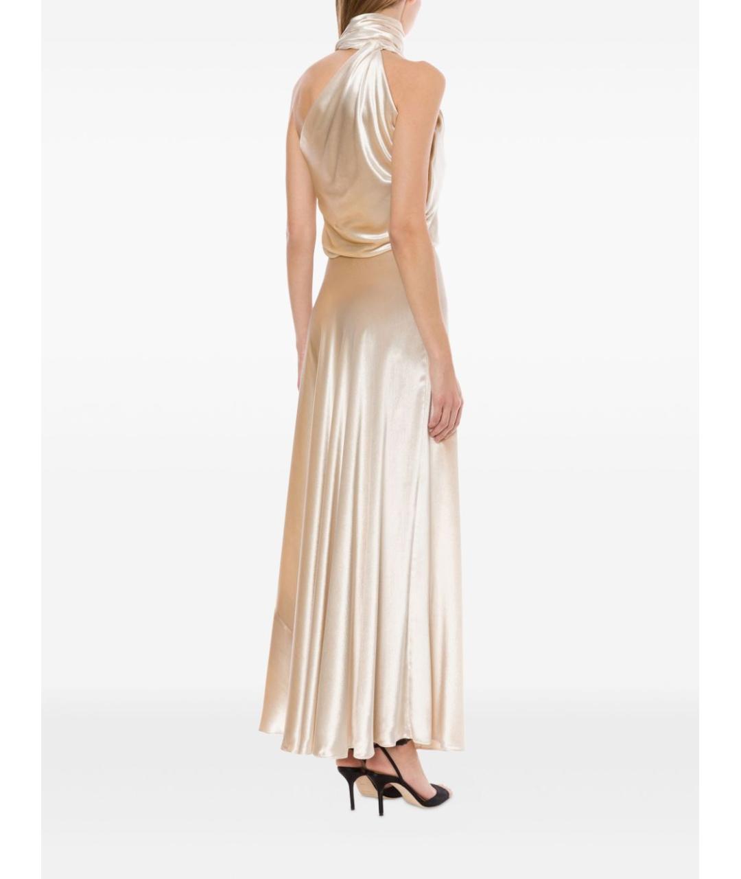 ALBERTA FERRETTI Бежевое вискозное вечернее платье, фото 4