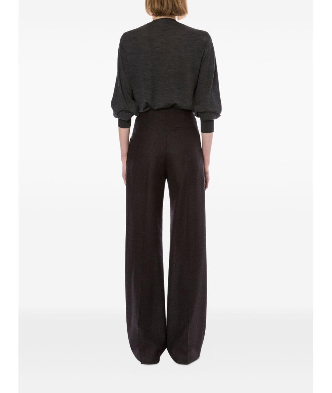 ALBERTA FERRETTI Серые шерстяные прямые брюки, фото 4