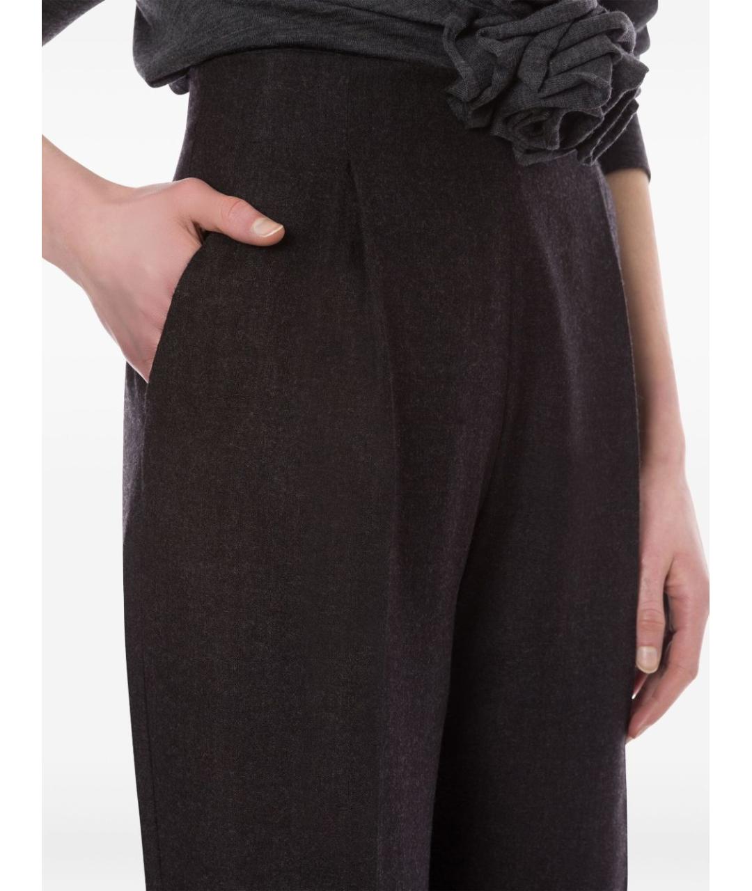 ALBERTA FERRETTI Серые шерстяные прямые брюки, фото 3