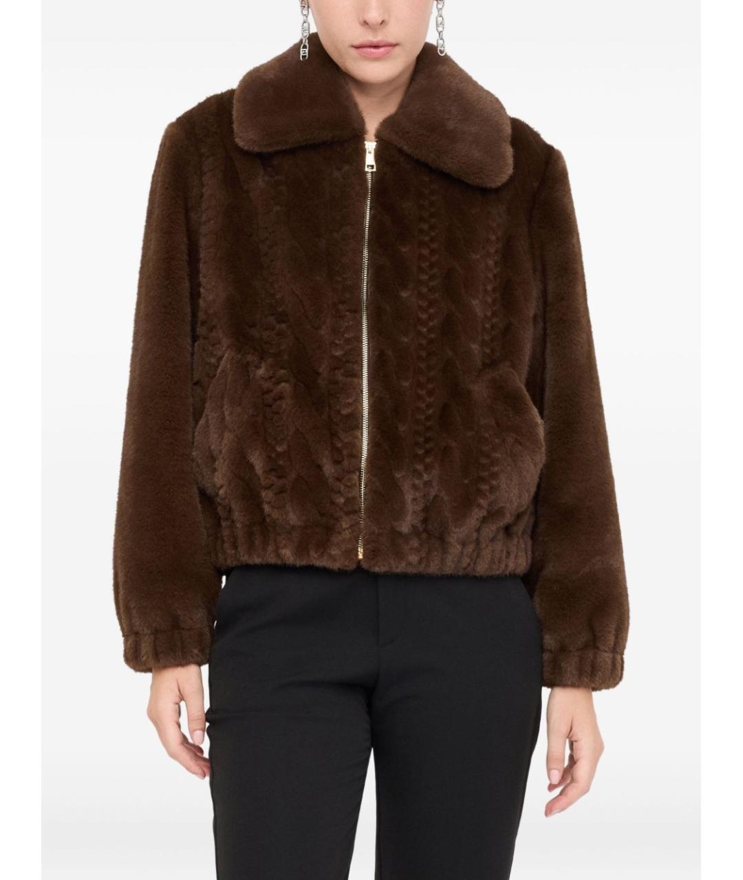 LIU JO Коричневая полиэстеровая шуба, фото 5
