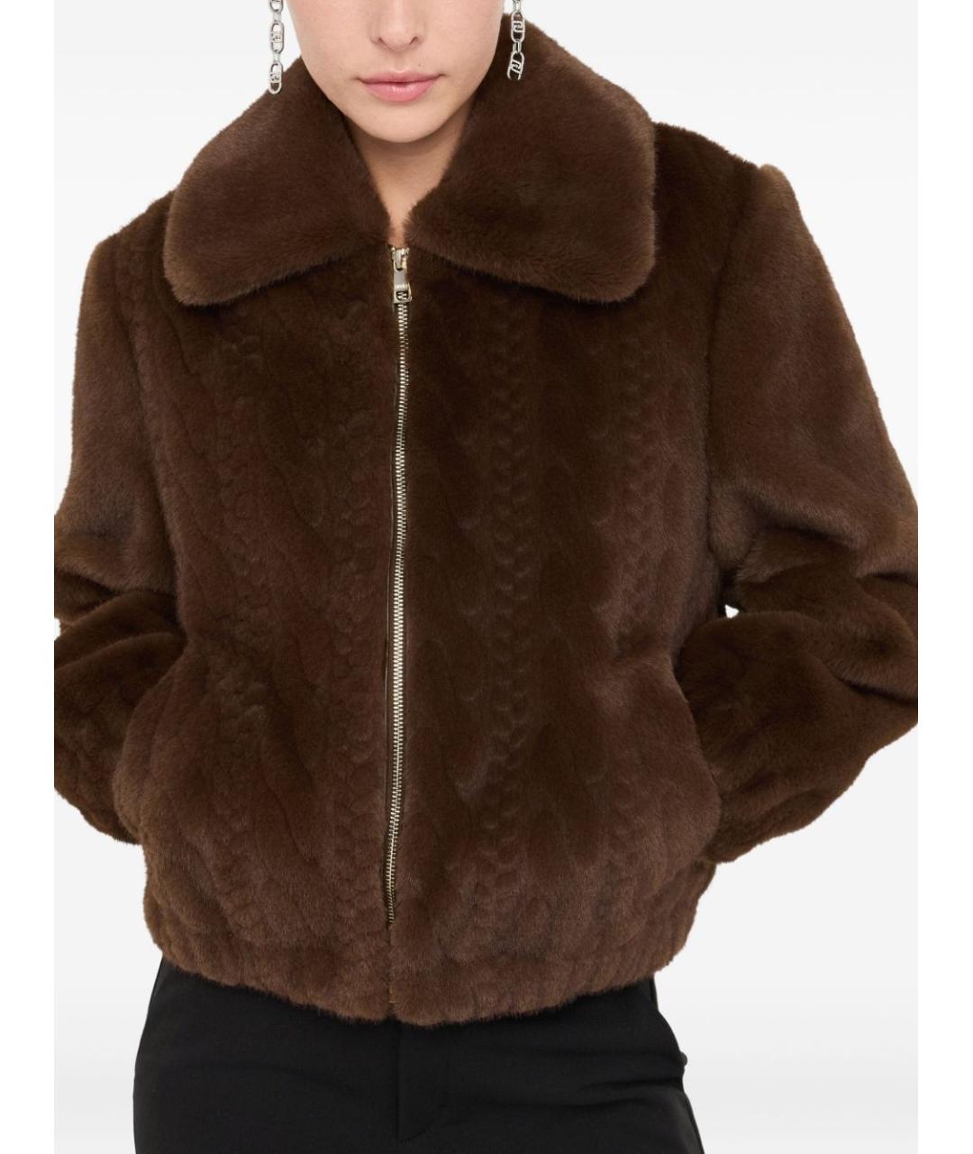 LIU JO Коричневая полиэстеровая шуба, фото 2