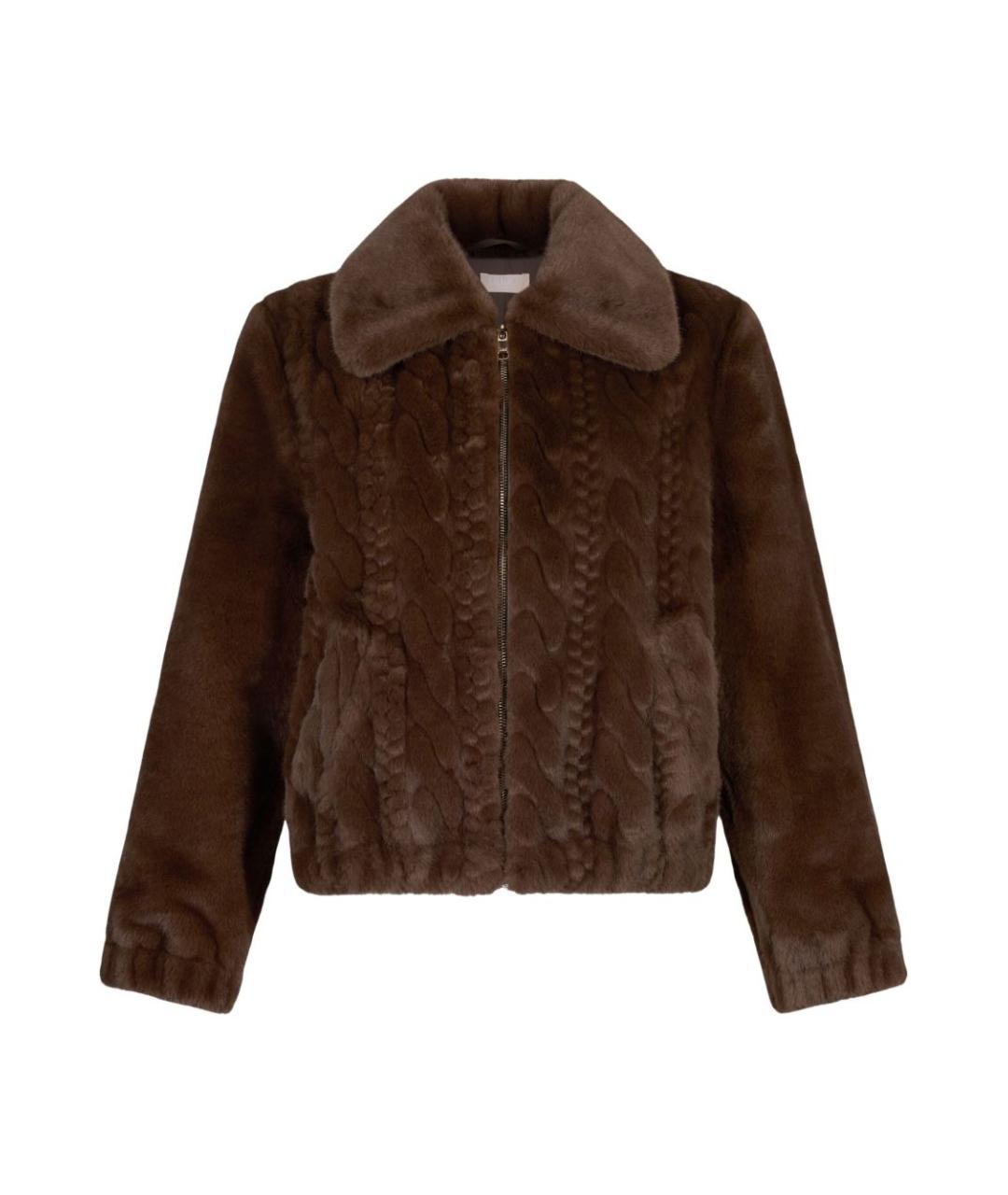 LIU JO Коричневая полиэстеровая шуба, фото 1
