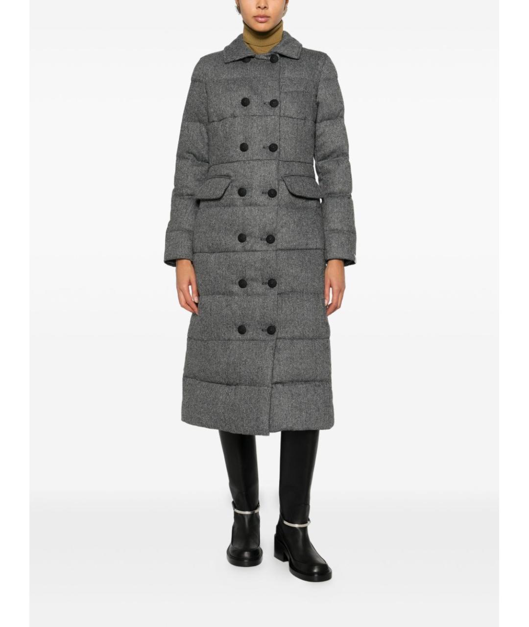 PEUTEREY Серое шерстяное пальто, фото 3