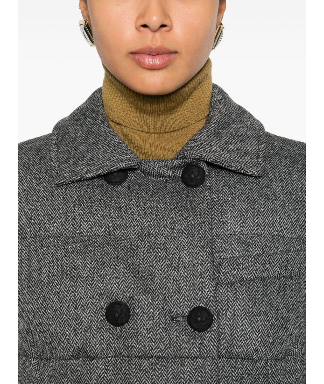 PEUTEREY Серое шерстяное пальто, фото 2