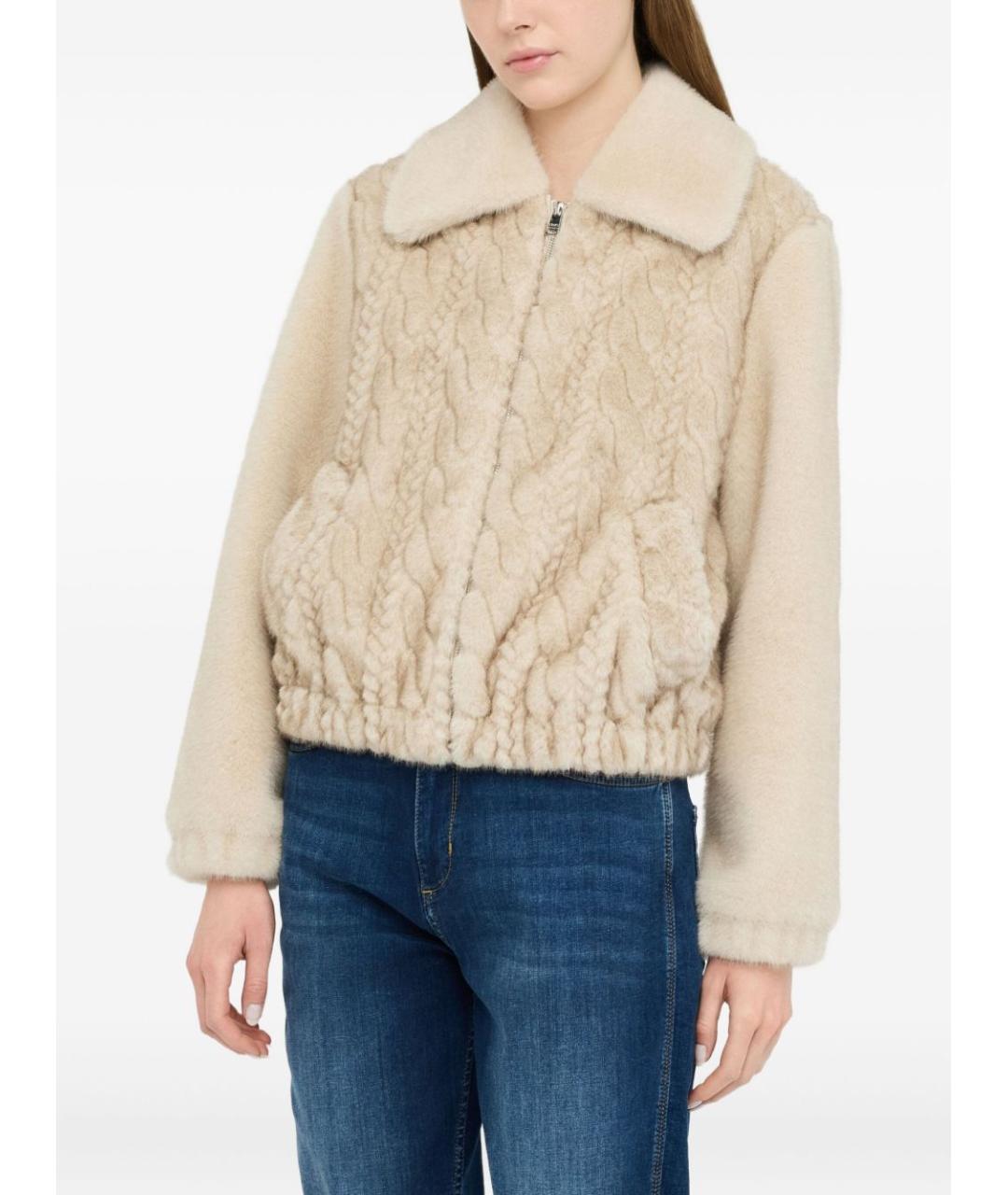 LIU JO Бежевая полиэстеровая шуба, фото 4