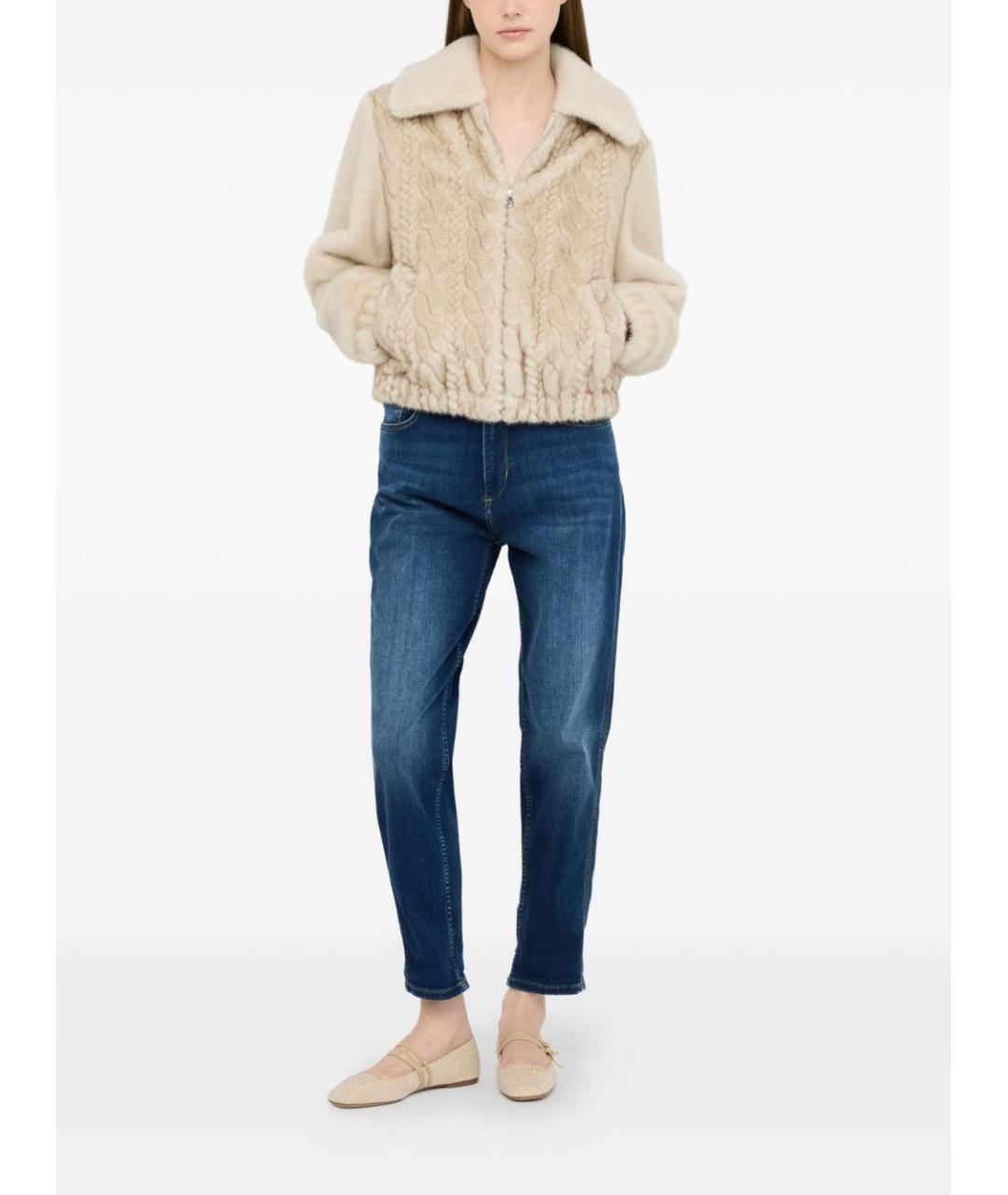 LIU JO Бежевая полиэстеровая шуба, фото 3