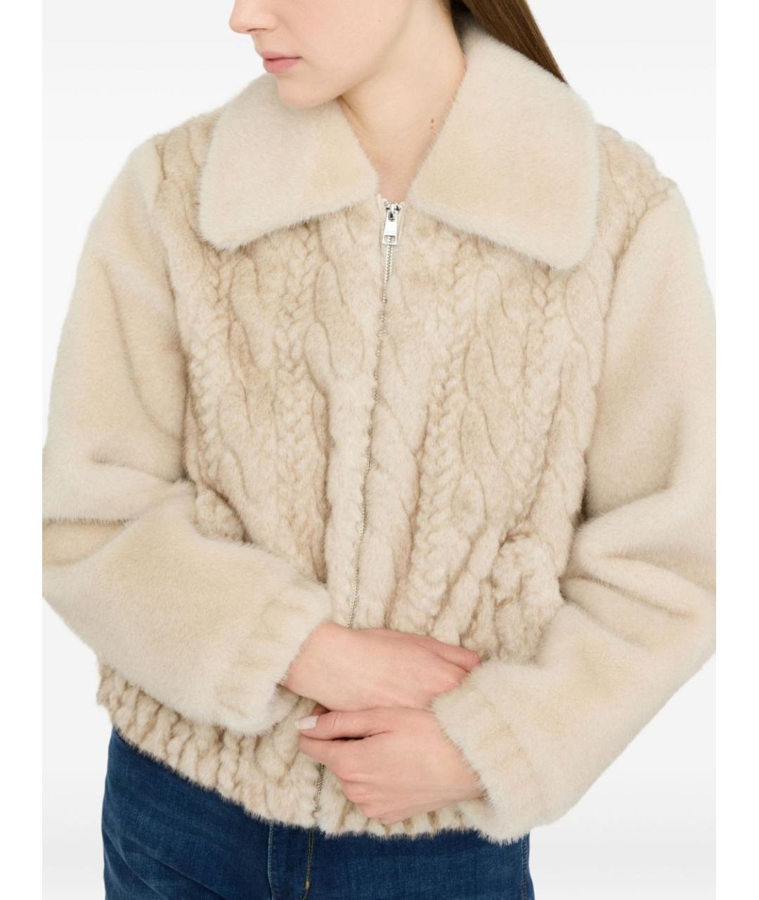 LIU JO Бежевая полиэстеровая шуба, фото 5