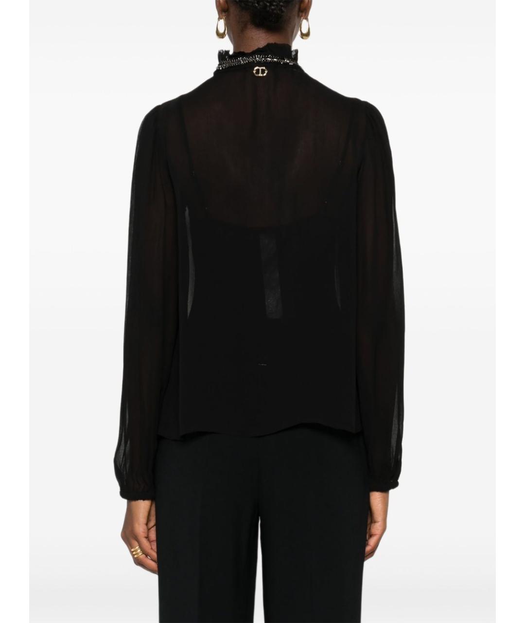 TWIN-SET Черная вискозная блузы, фото 5
