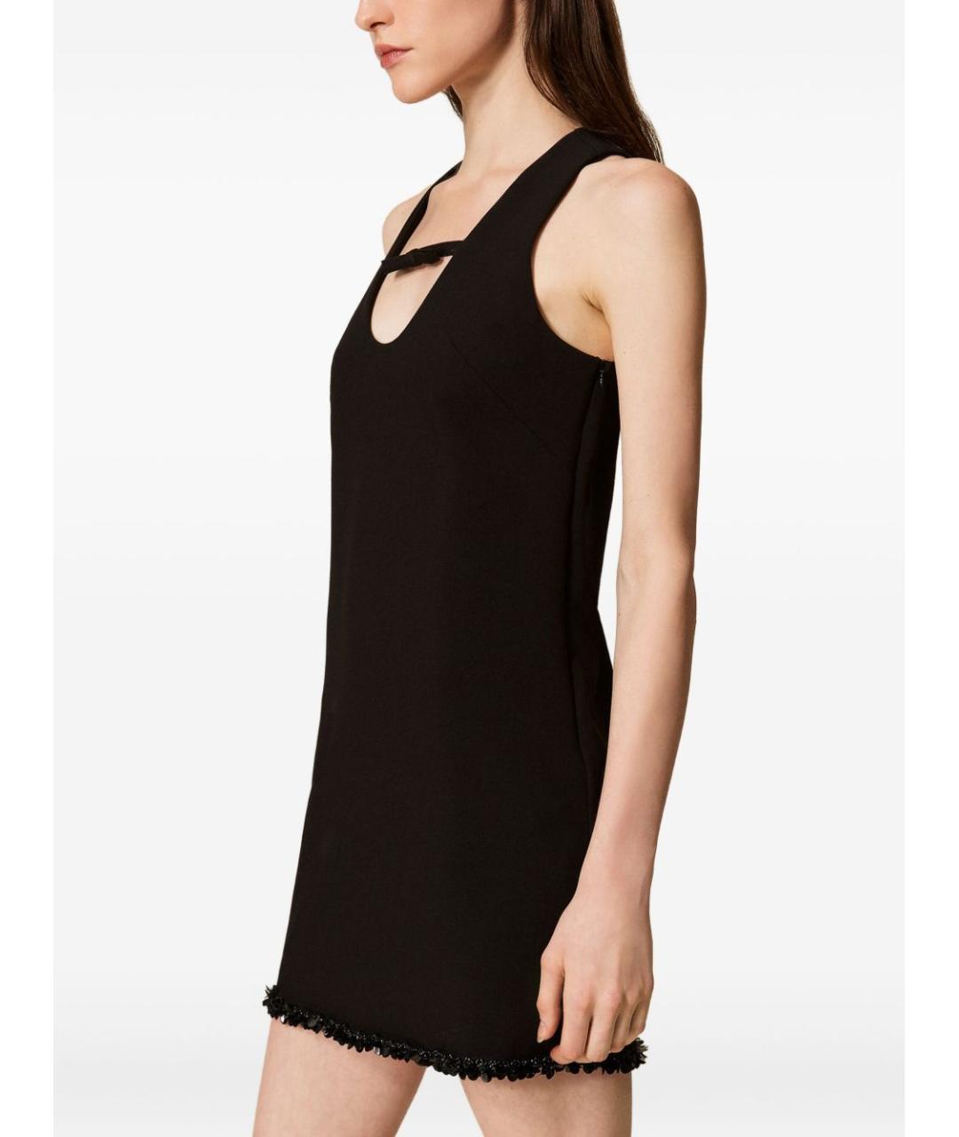 TWIN-SET Черное полиэстеровое повседневное платье, фото 5