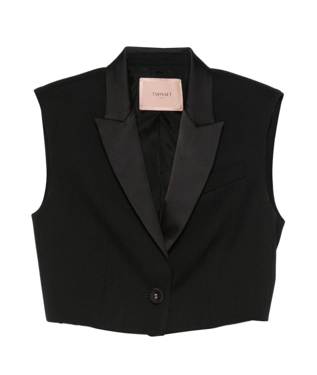 TWIN-SET Черный полиэстеровый жилет, фото 1