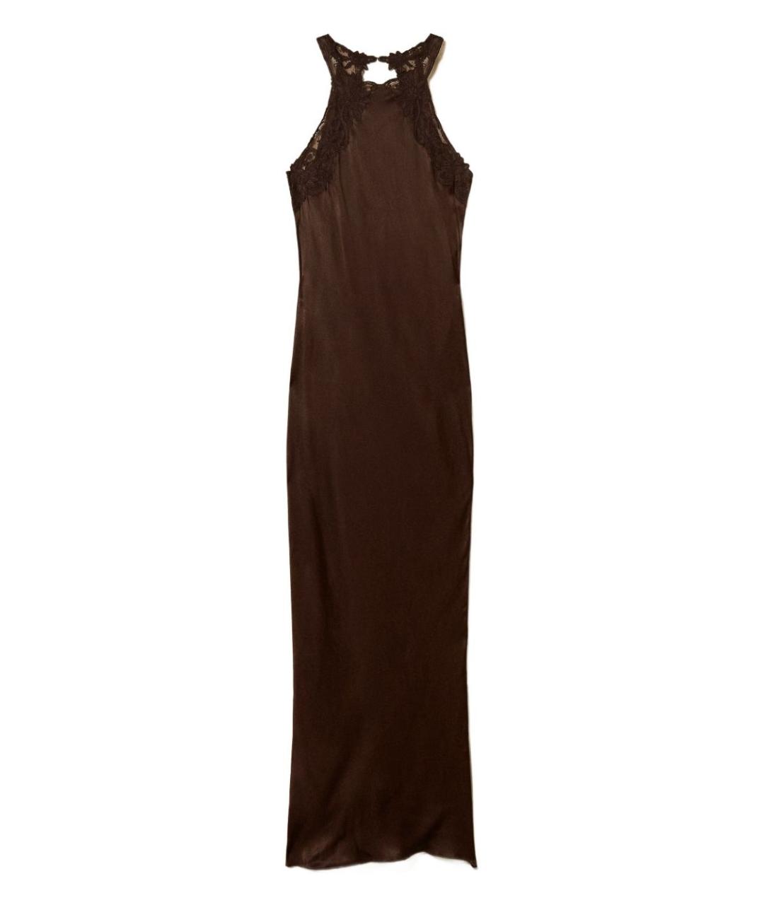 TWIN-SET Коричневое вискозное вечернее платье, фото 1