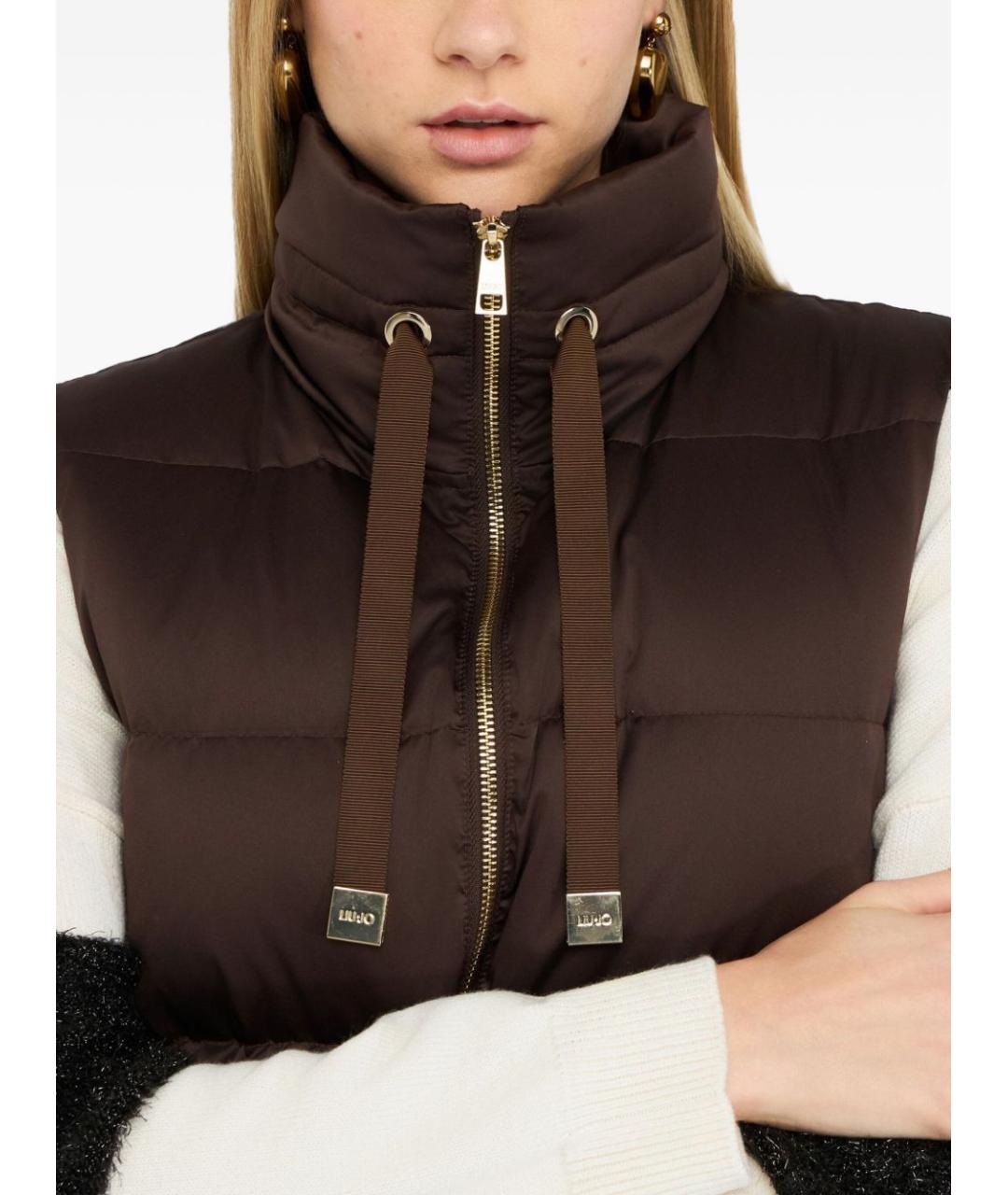 LIU JO Коричневый полиэстеровый жилет, фото 4