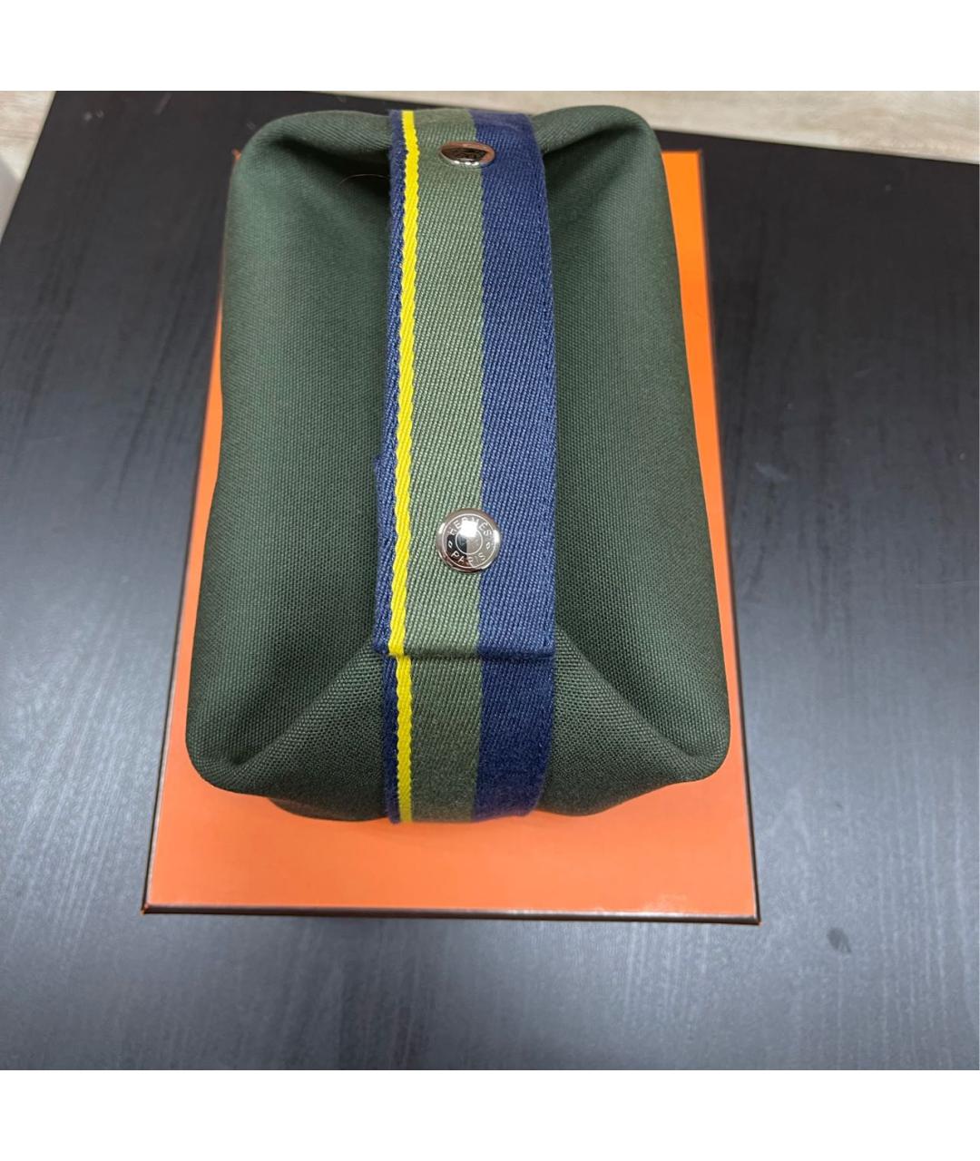 HERMES Зеленая хлопковая косметичка, фото 5