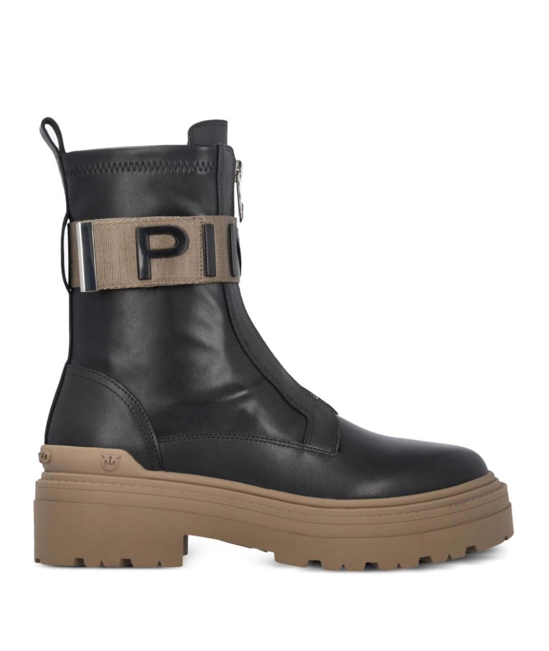 PINKO Черные кожаные ботинки, фото 1