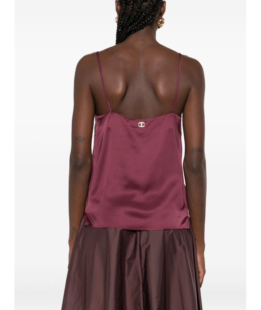 TWIN-SET Бордовая вискозная майка, фото 3