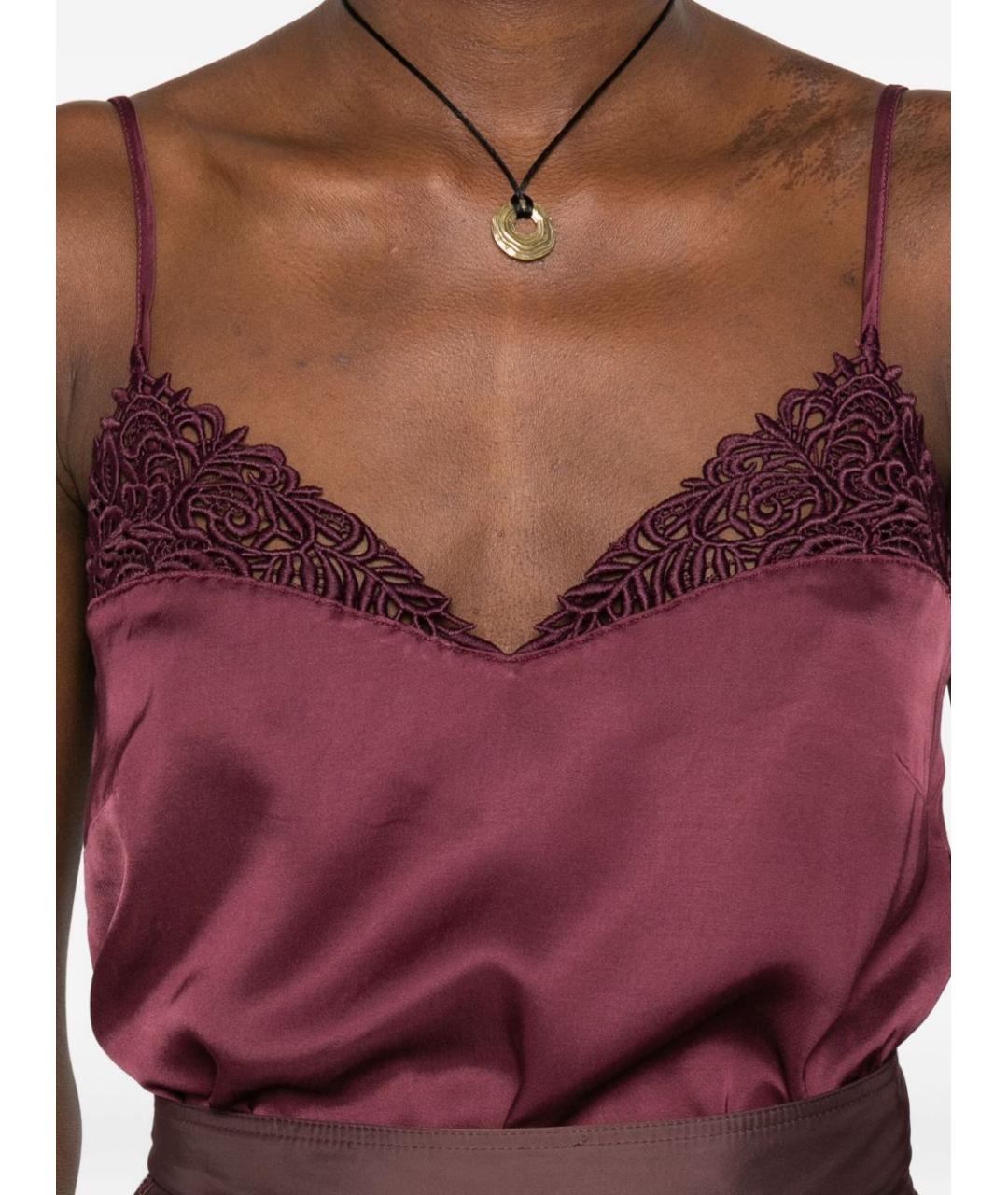TWIN-SET Бордовая вискозная майка, фото 4