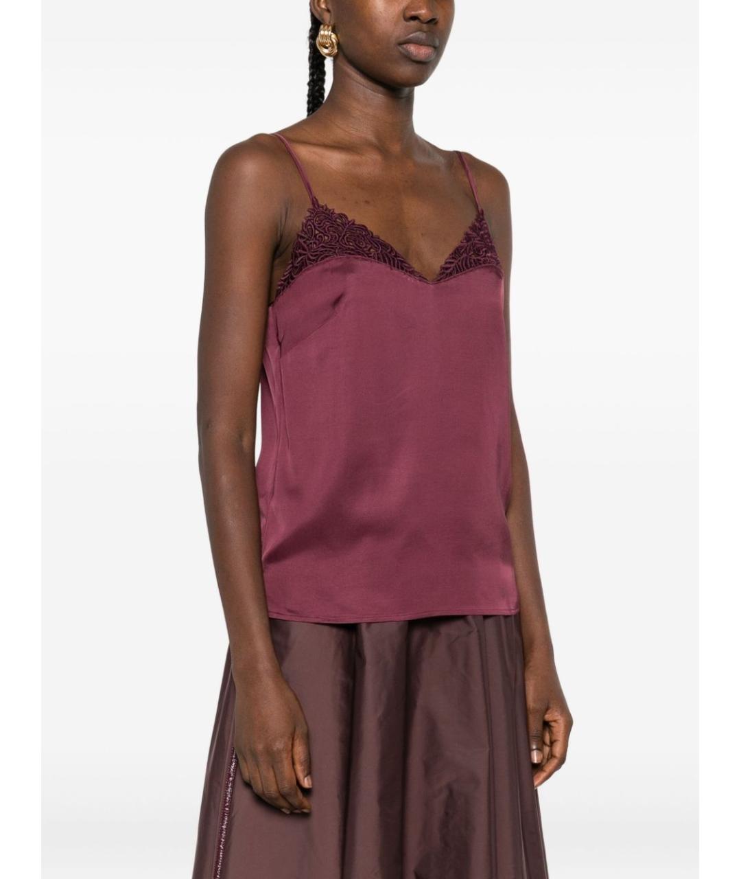 TWIN-SET Бордовая вискозная майка, фото 2