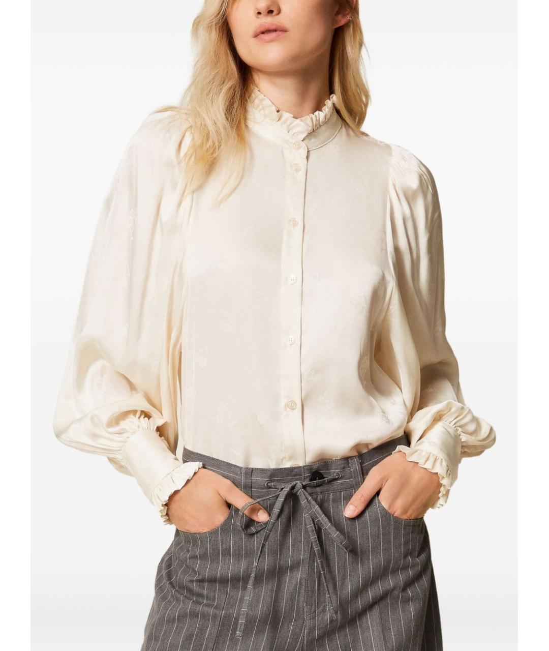 TWIN-SET Бежевая вискозная блузы, фото 3