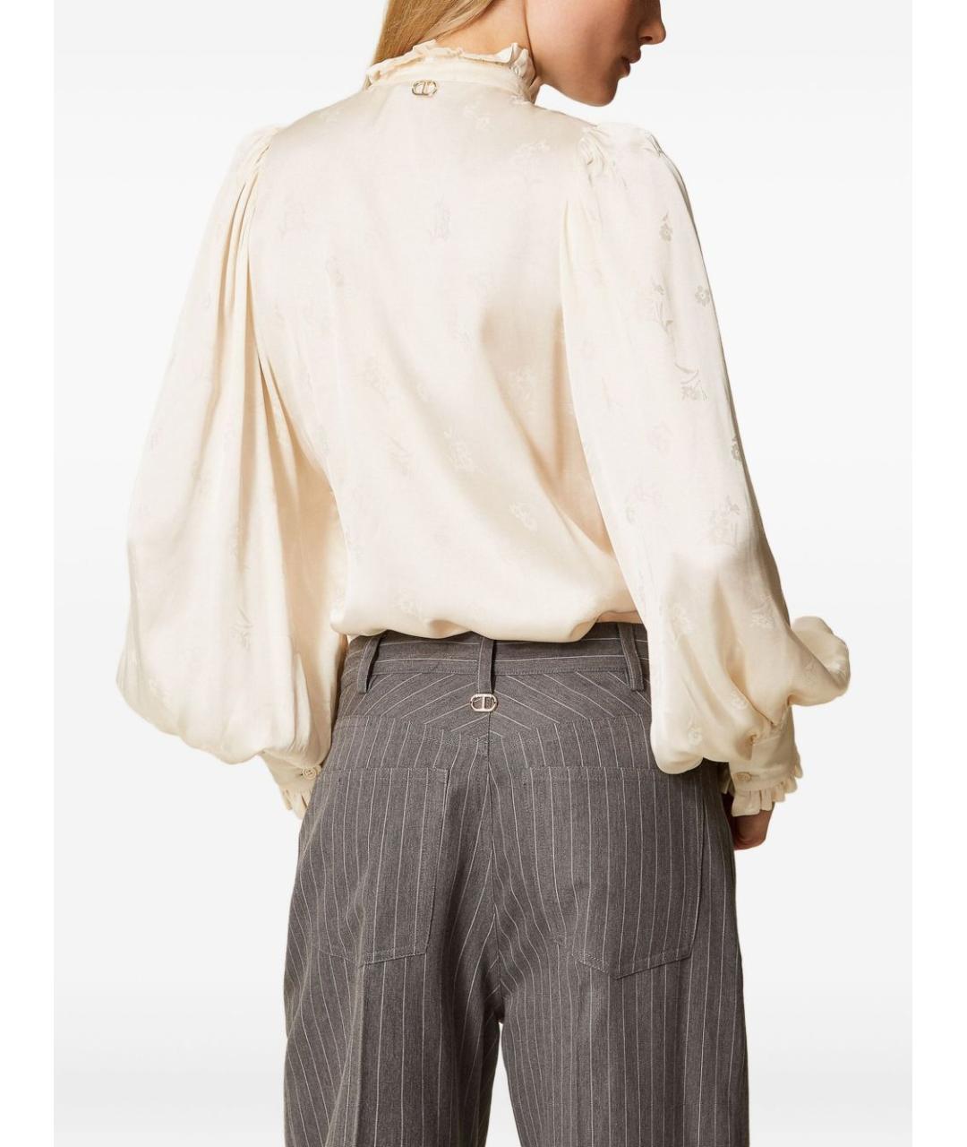 TWIN-SET Бежевая вискозная блузы, фото 2