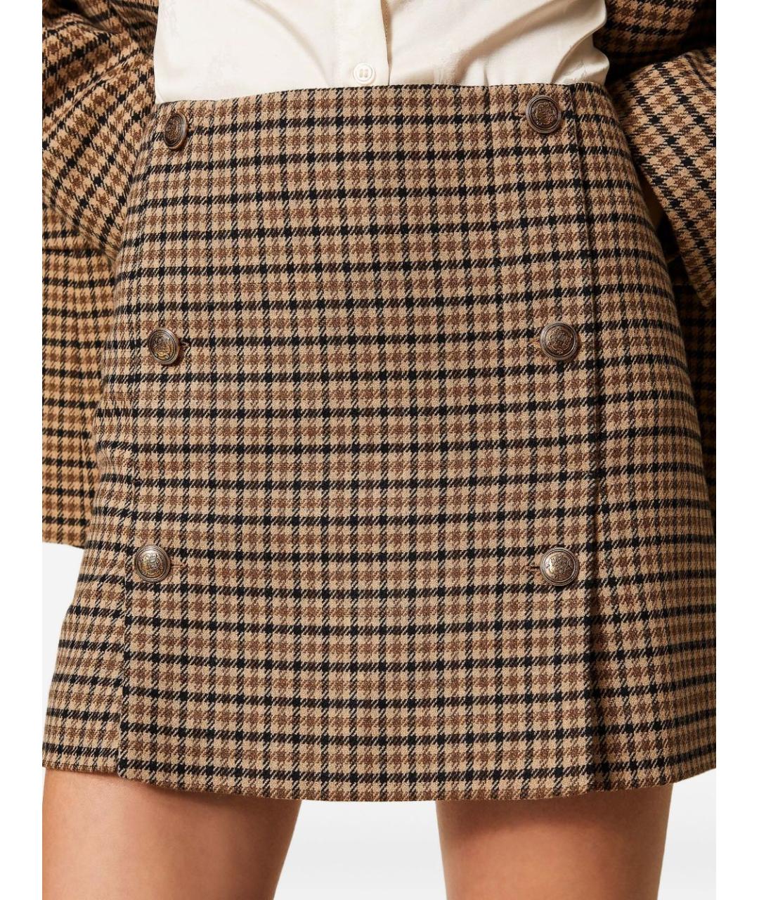 TWIN-SET Мульти шерстяная юбка мини, фото 3