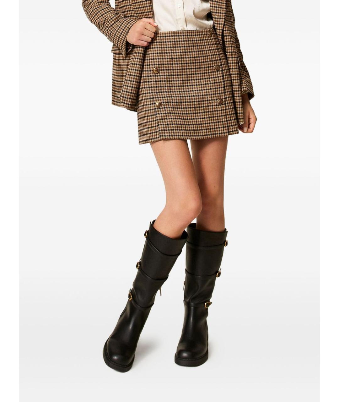 TWIN-SET Мульти шерстяная юбка мини, фото 4