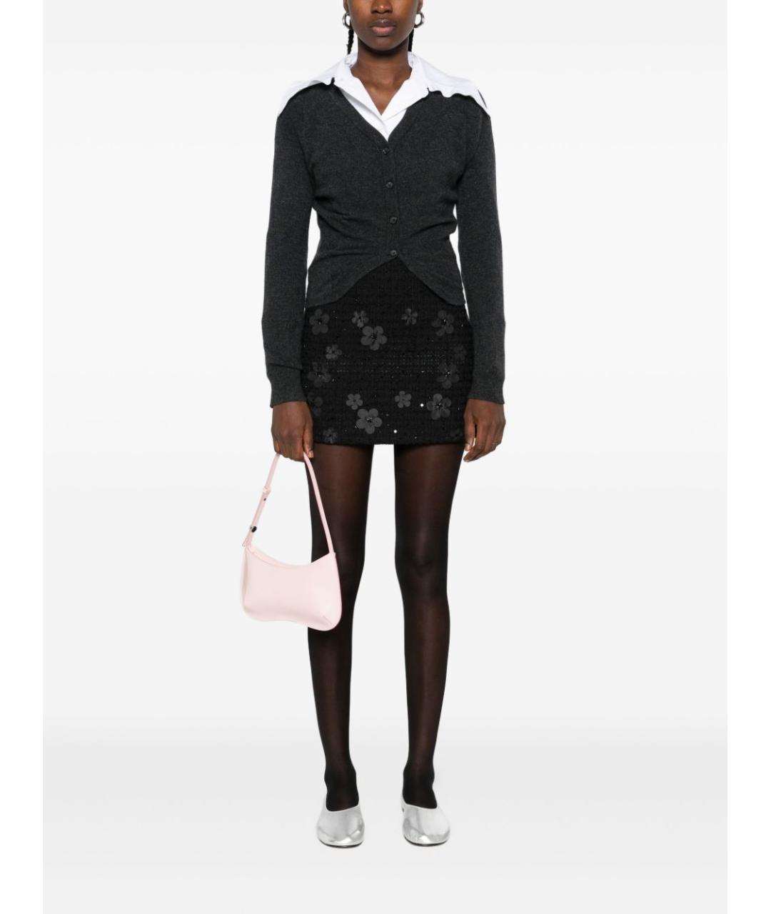 TWIN-SET Черная полиэстеровая юбка мини, фото 5