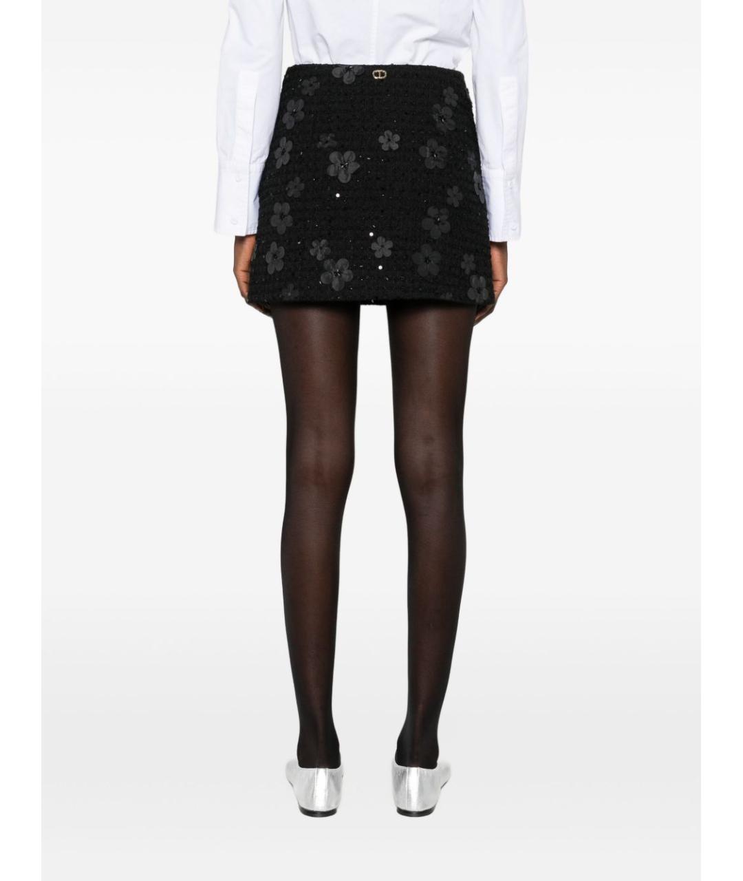 TWIN-SET Черная полиэстеровая юбка мини, фото 2