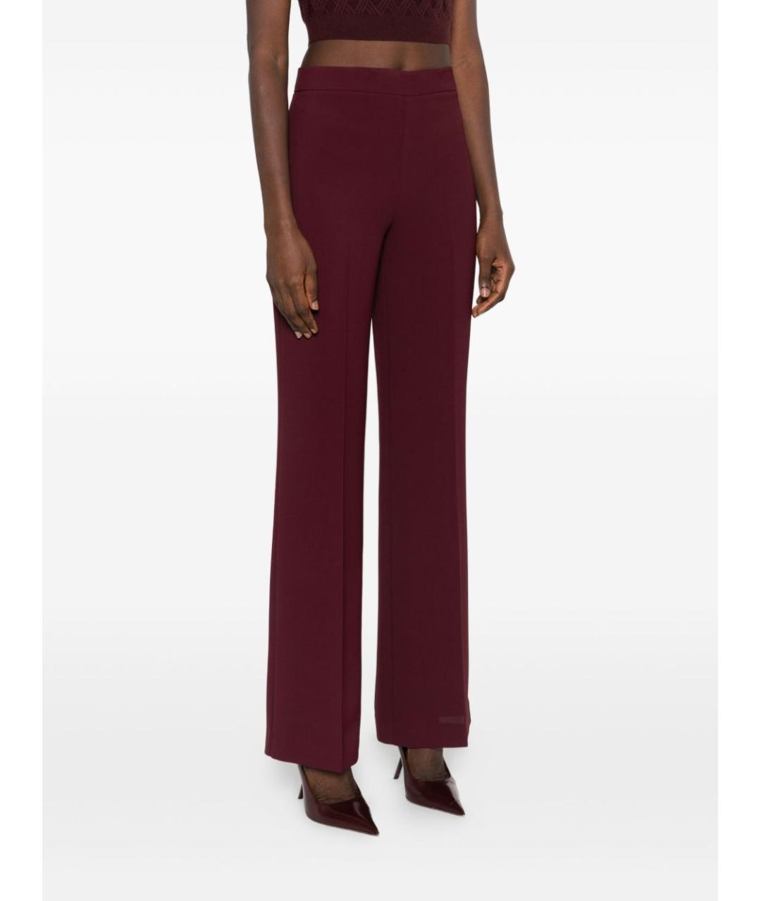 TWIN-SET Бордовые полиэстеровые прямые брюки, фото 5