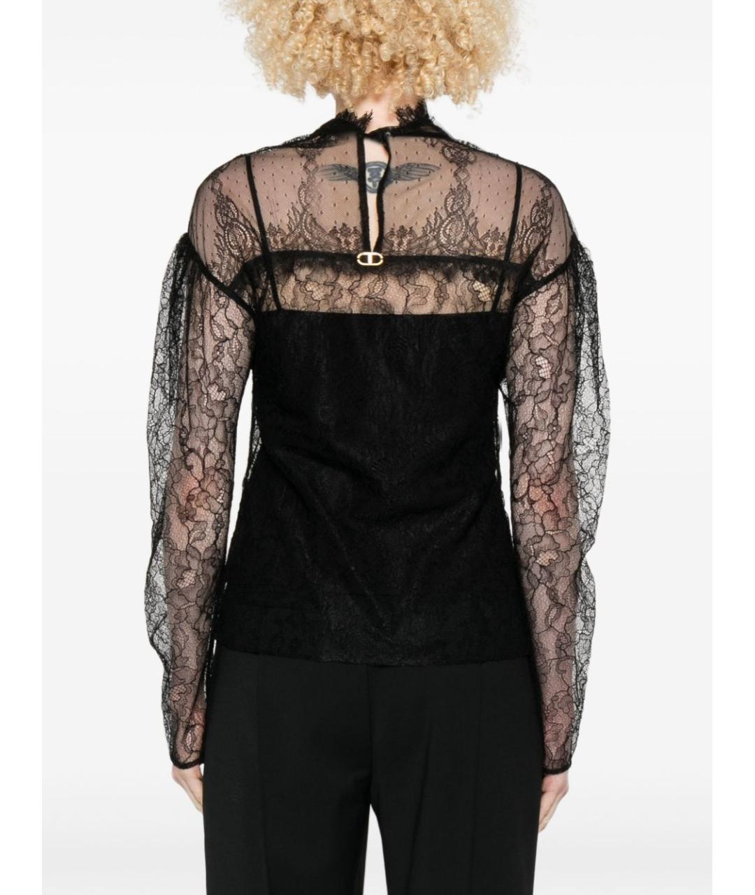 TWIN-SET Черная вискозная блузы, фото 5